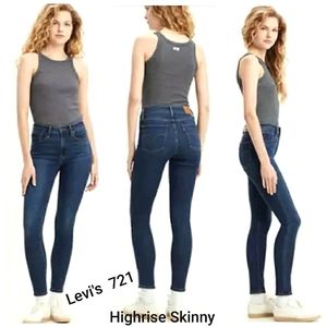 Nwot Levi Strauss 721 Highrise Skinny Medium Dark Wash Jeans